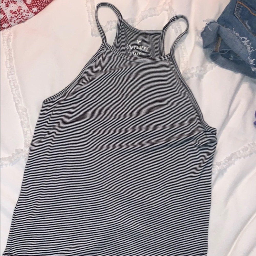 Striped Black and White Halter top